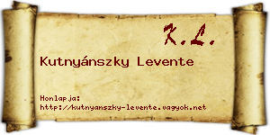 Kutnyánszky Levente névjegykártya